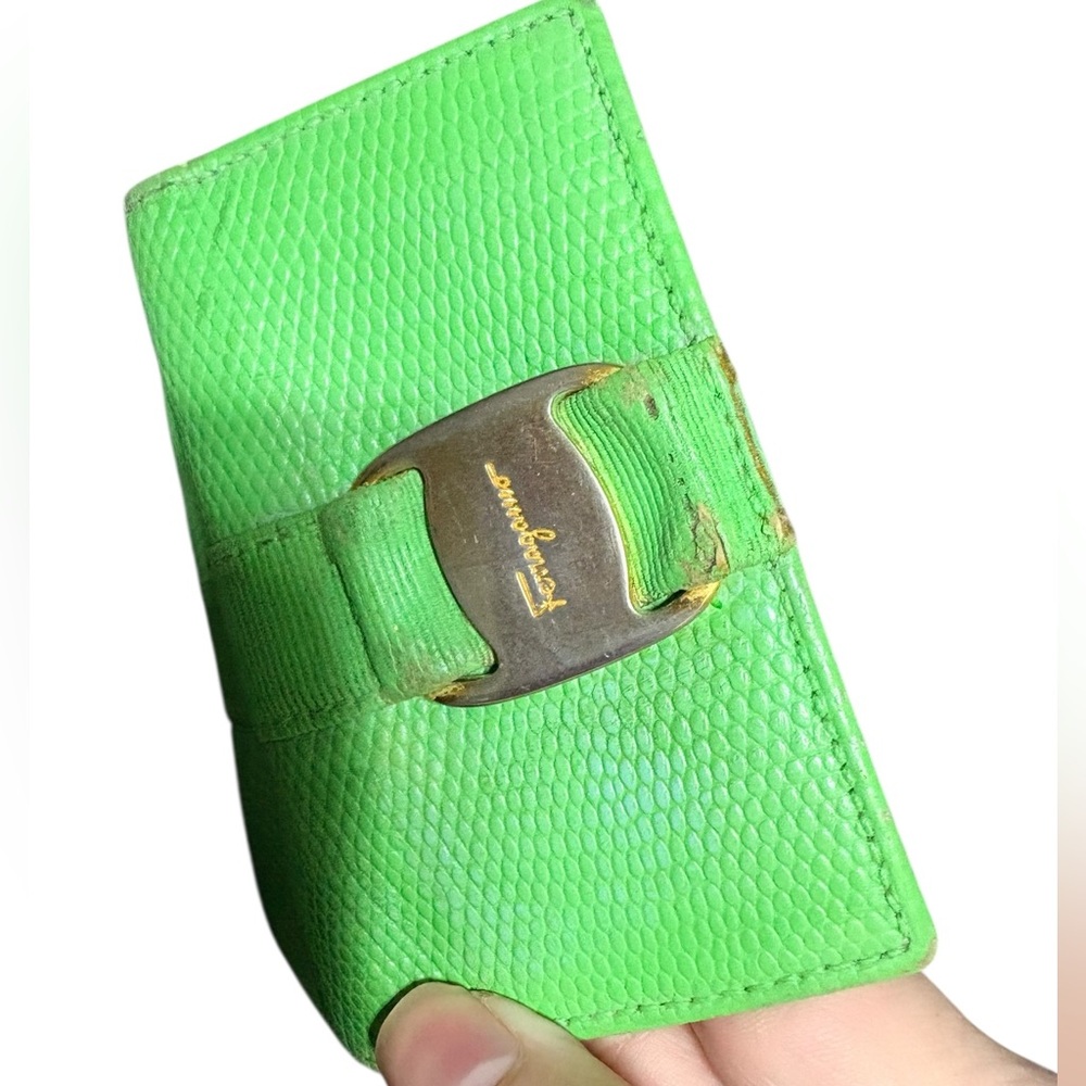 Salvatore Ferragamo Green Key & Card Holder